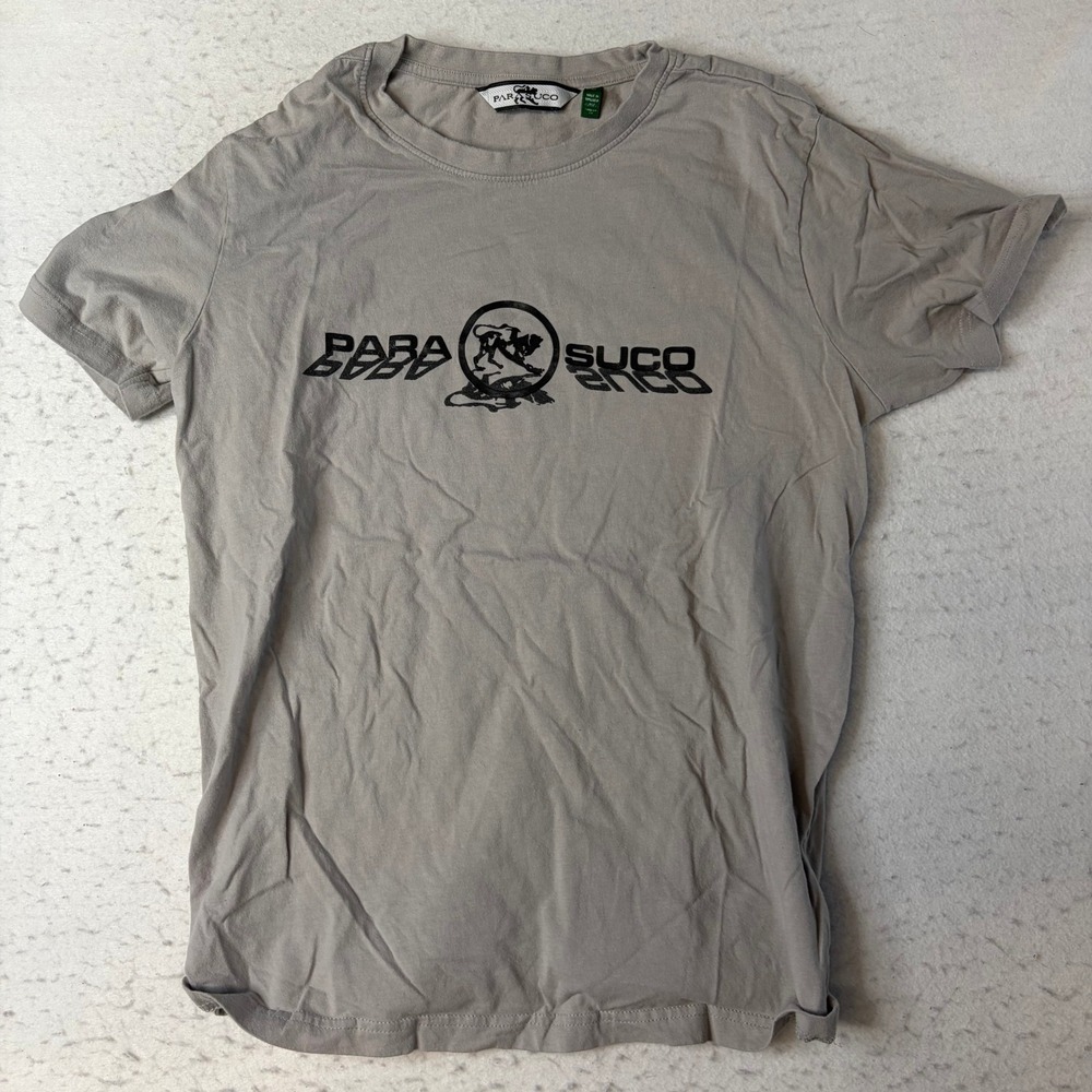Parasuco T-Shirt Mens Large Gray Graphic Short Sleeve Crew Neck Cotton